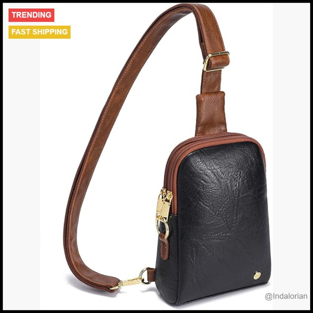 Small Sling Bag Vegan Leather Crossbody Lightweight Travel Everyday Essential
